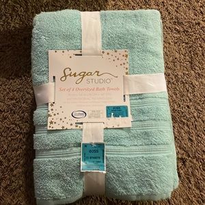 Sugar Studio Set of 4 Oversized Bath Towels Antimicrobial Technology 30”x58”